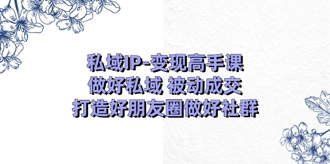 （11209期）私域IP-变现高手课：做好私域 被动成交，打造好朋友圈做好社群（18节）-点石成金