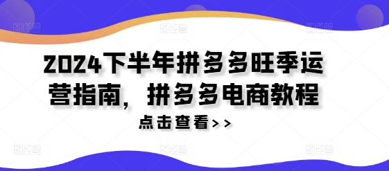 2024后半年拼多多平台高峰期运营指南，拼多多电商实例教程-点石成金