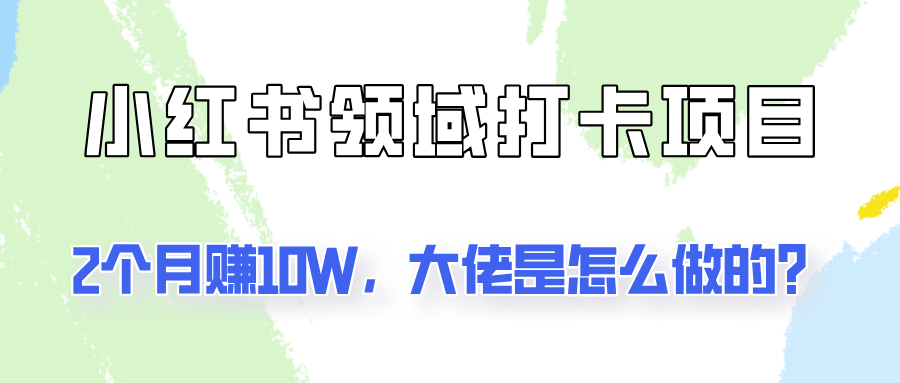 通过小红书领域打卡项目2个月赚10W，大佬是怎么做的？-点石成金