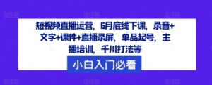 短视频带货经营，6月道德底线下课了，音频 文本 教学课件 直播录像，品类养号，网红培训，巨量千川玩法等-点石成金