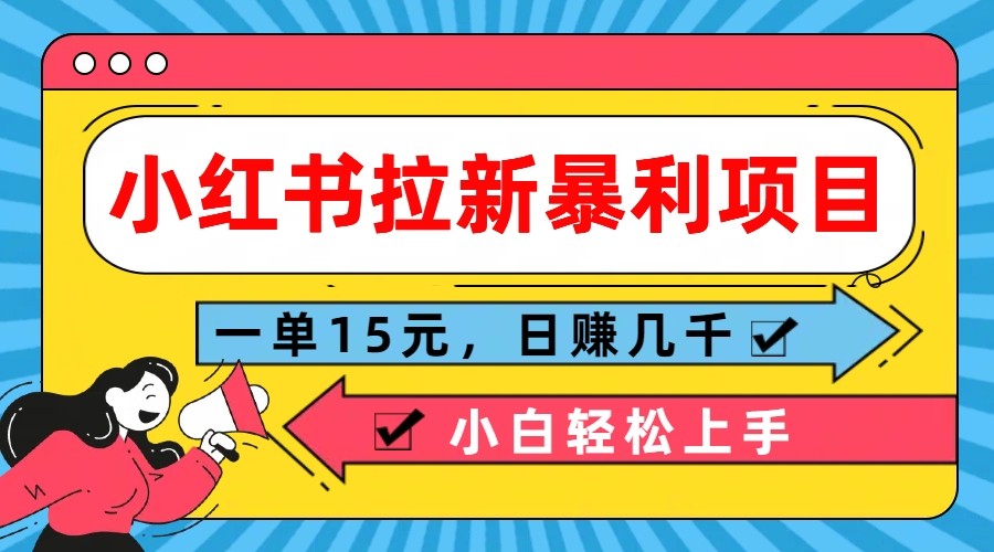 小红书的引流赚钱项目，一单15元，日赚好几千新手快速上手-点石成金