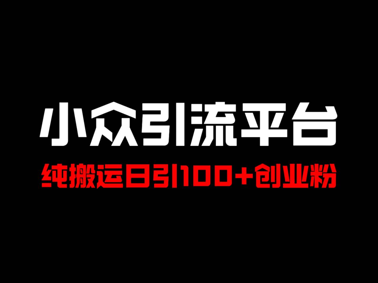 冷门引流平台，纯搬运日引100+高质量年轻创业粉！-点石成金