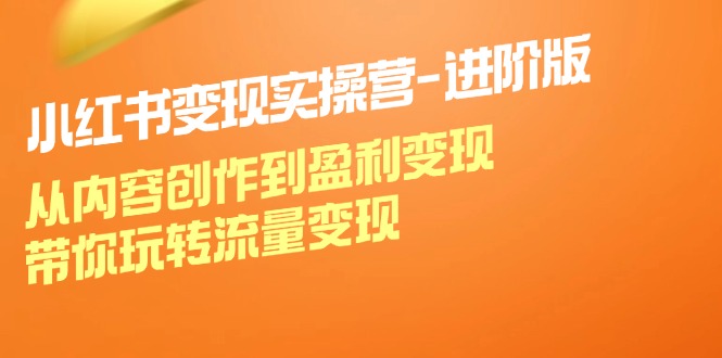 （12234期）小红书变现实操营-进阶版：从内容创作到盈利变现，带你玩转流量变现-点石成金