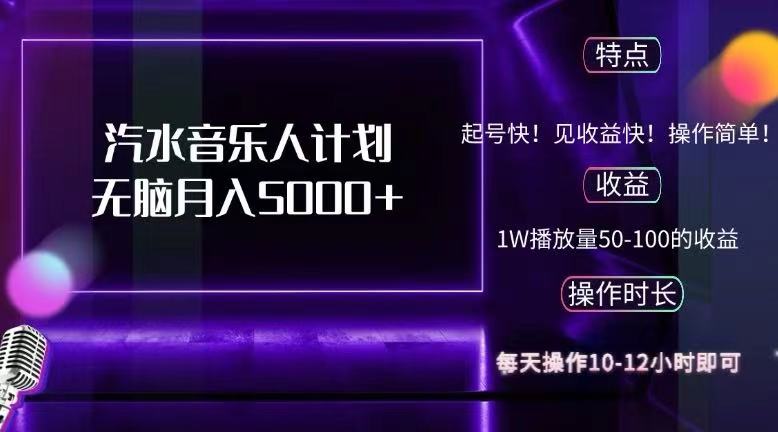 （12429期）抖音汽水音乐人计划无脑月入5000+-点石成金