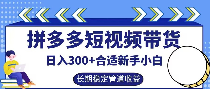 拼多多短视频带货日入300+有长期稳定被动收益，合适新手小白【揭秘】-点石成金