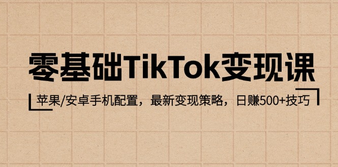 零基础TikTok变现课：苹果/安卓手机配置，最新变现策略，日赚500+技巧-点石成金