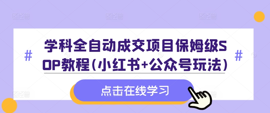 课程自动式交易量新项目家庭保姆级SOP实例教程(小红书的 微信公众号游戏玩法)含材料-点石成金